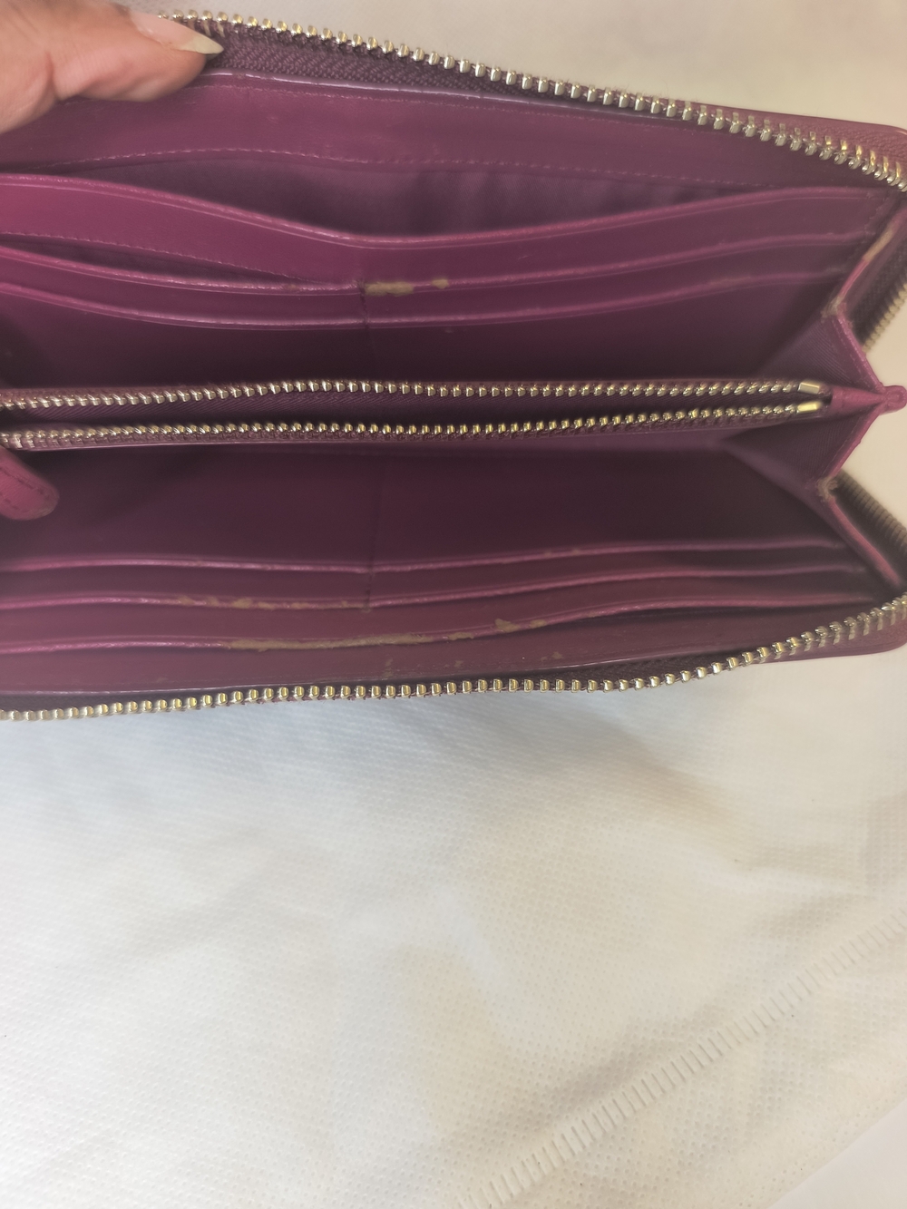COACH Plum Zip-Around Leather Wallet - Picture 5 of 10